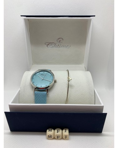 COFFRET MONTRE FEMME TOUTE BLEUE