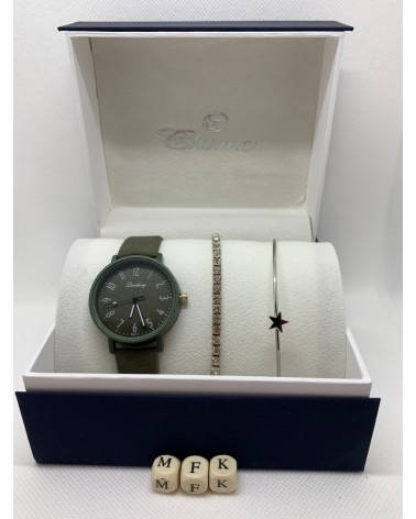 COFFRET MONTRE FEMME KAKI