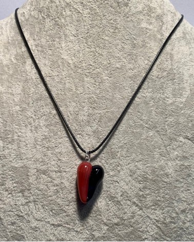 Pendentif Cœur rouge et bleu.